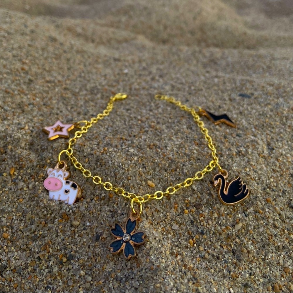 Gold Charm Bracelet -Handmade